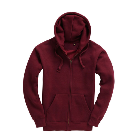 Mens Zip Up Premium Hoodie - Burgundy