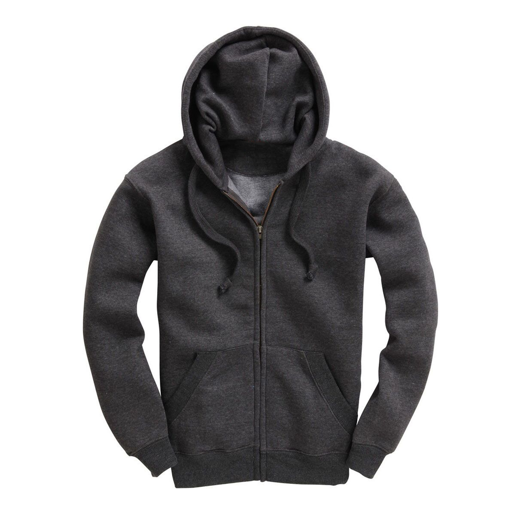 Mens Zip Up Premium Hoodie - Charcoal