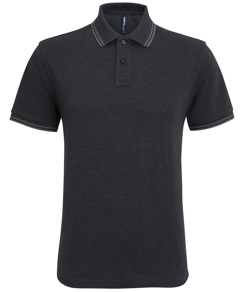 Mens Tipped Short Sleeve Polo Shirt - Charcoal/Grey