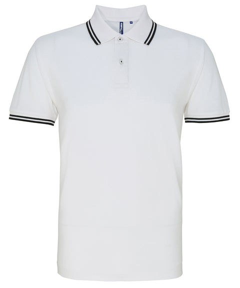 Mens Tipped Short Sleeve Polo Shirt - White/Black