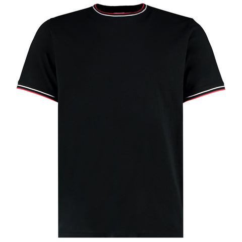 Mens Tipped T-Shirt - Black/White/Red