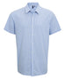Mens Gingham Microcheck Short Sleeve Shirt - Light Blue/White