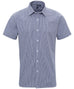 Mens Gingham Microcheck Short Sleeve Shirt - Navy/White