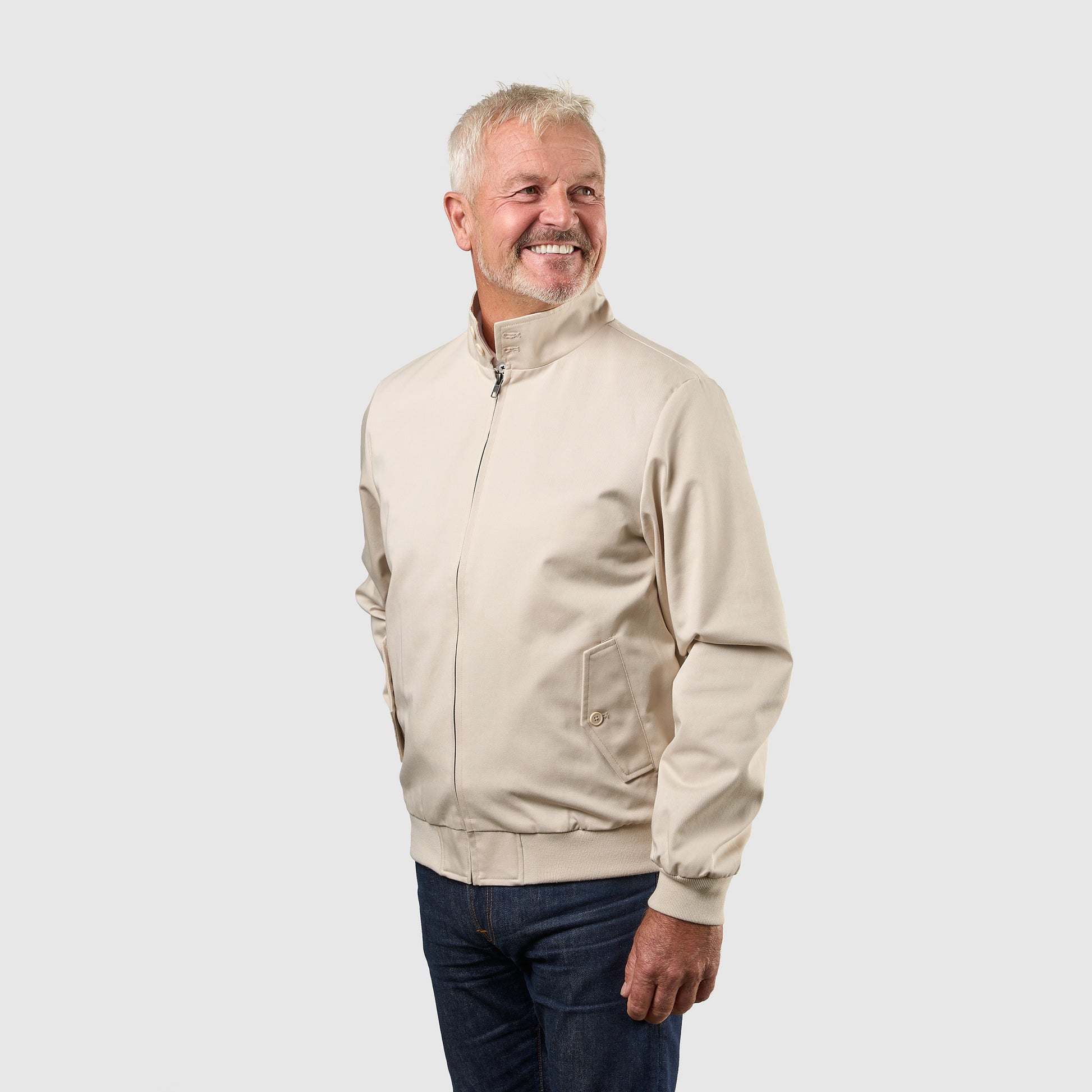 Mens Signature Harrington Jacket - Stone