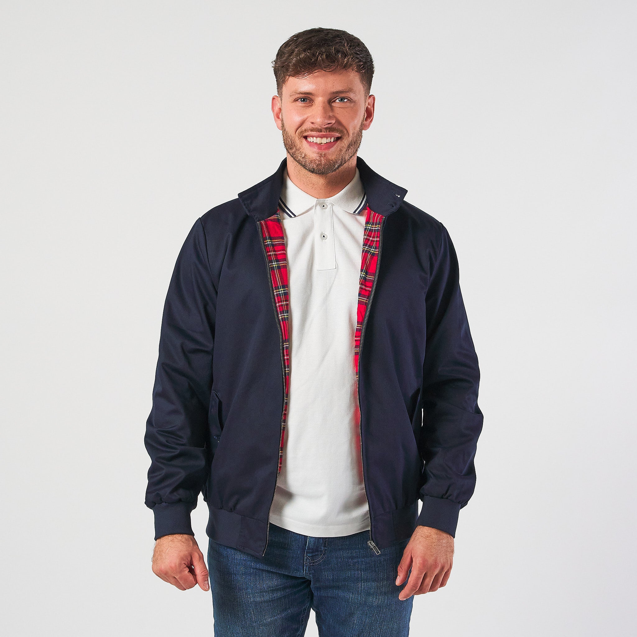 harrington jacket with shirt and tie