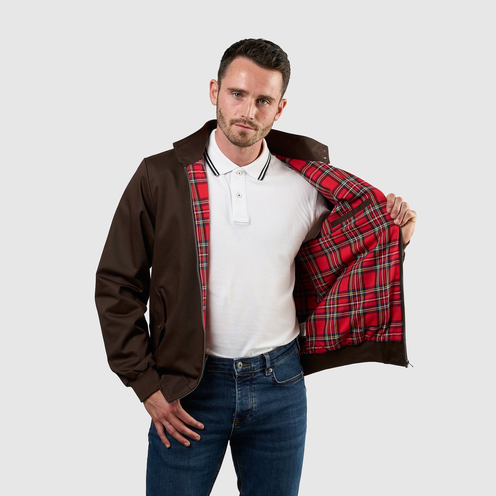 Mens Signature Harrington Jacket - Brown