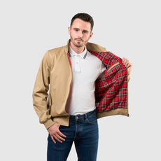 Mens Signature Harrington Jacket - Camel