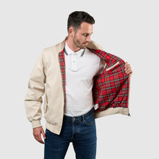 Mens Signature Harrington Jacket - Stone