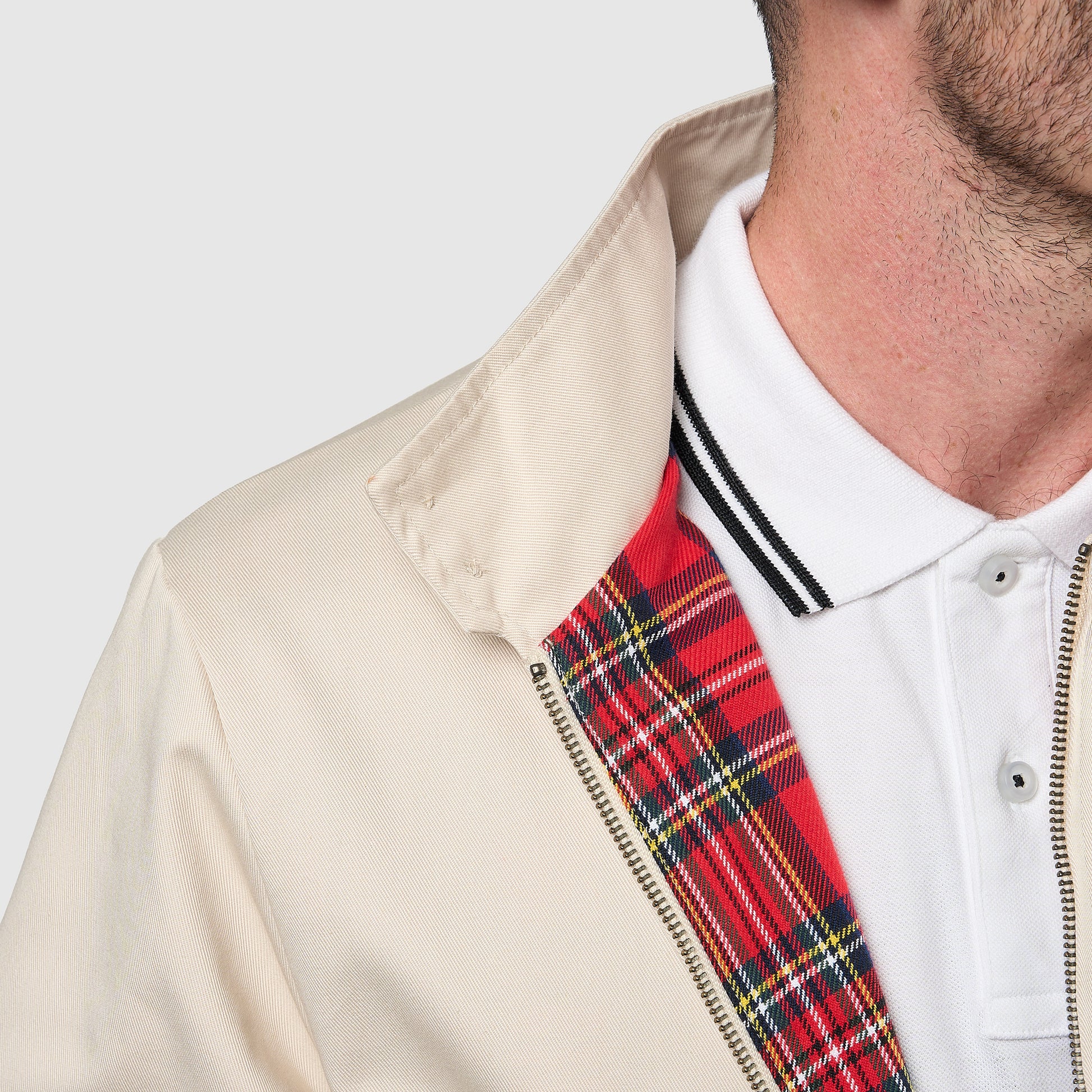 Mens Signature Harrington Jacket - Stone
