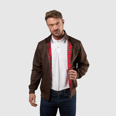 Mens Signature Harrington Jacket - Brown
