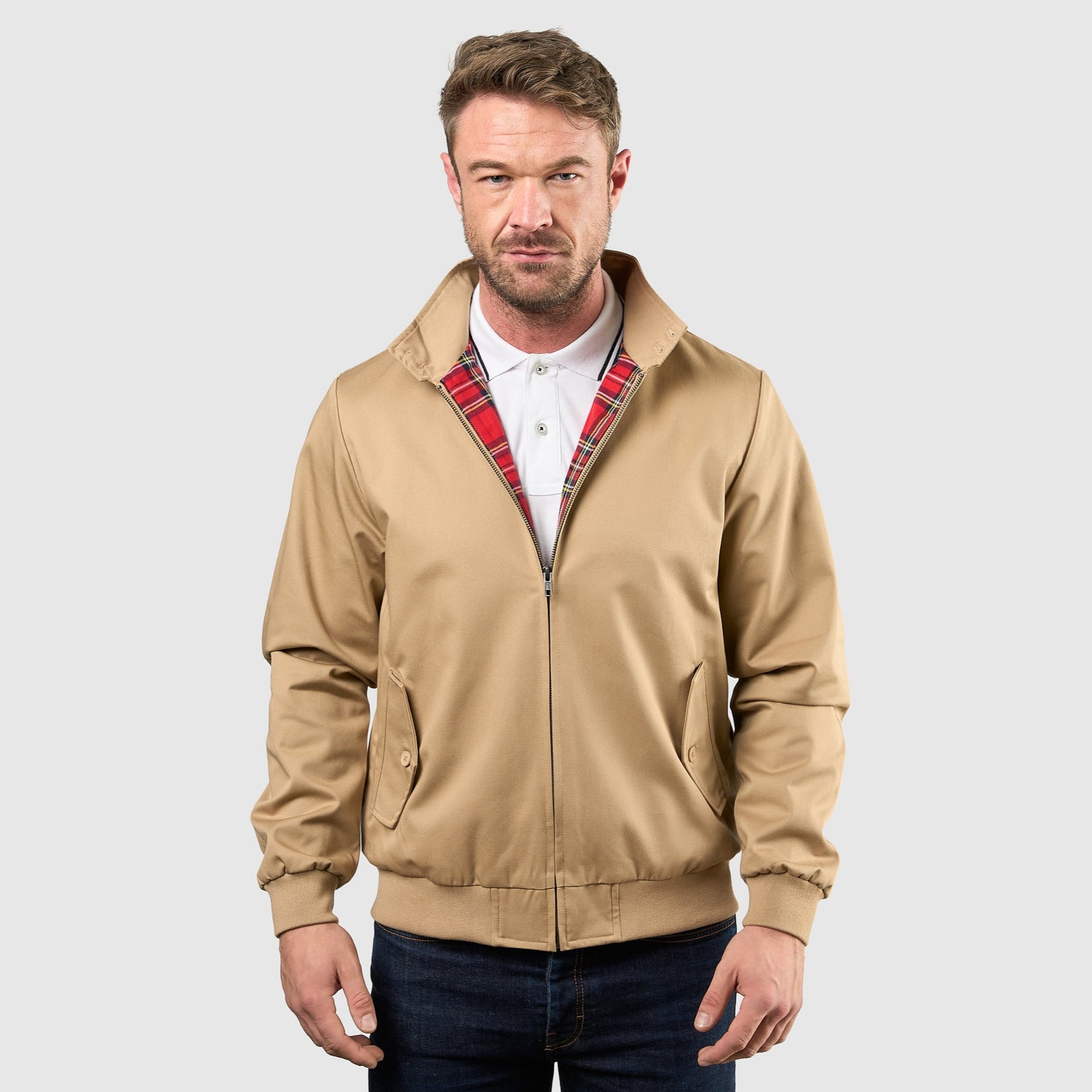 Mens Signature Harrington Jacket - Camel