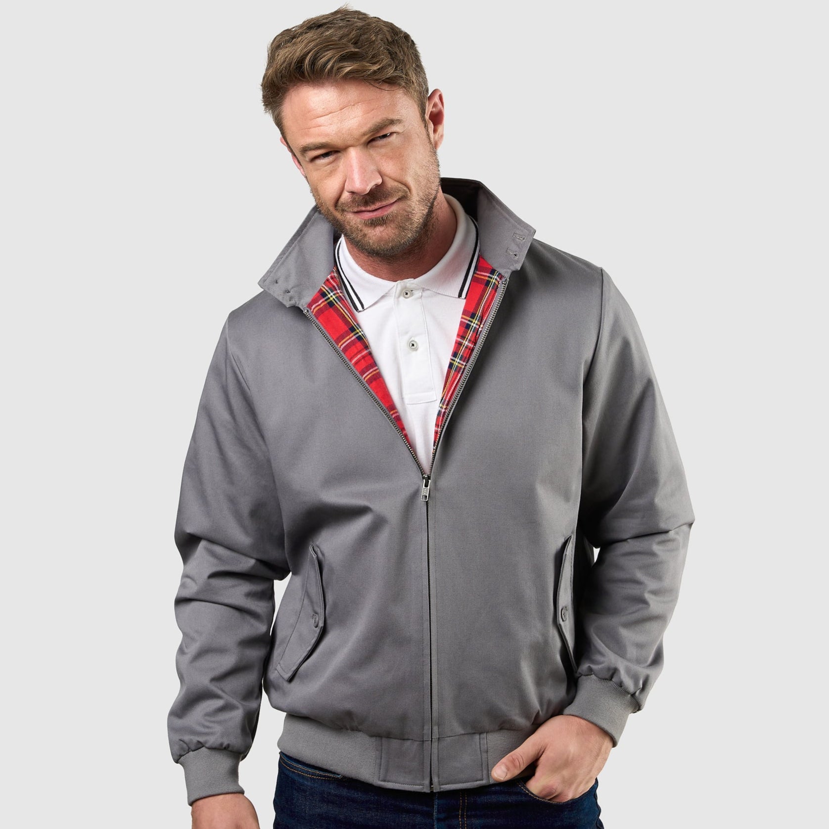 Mens Signature Harrington Jacket - Grey