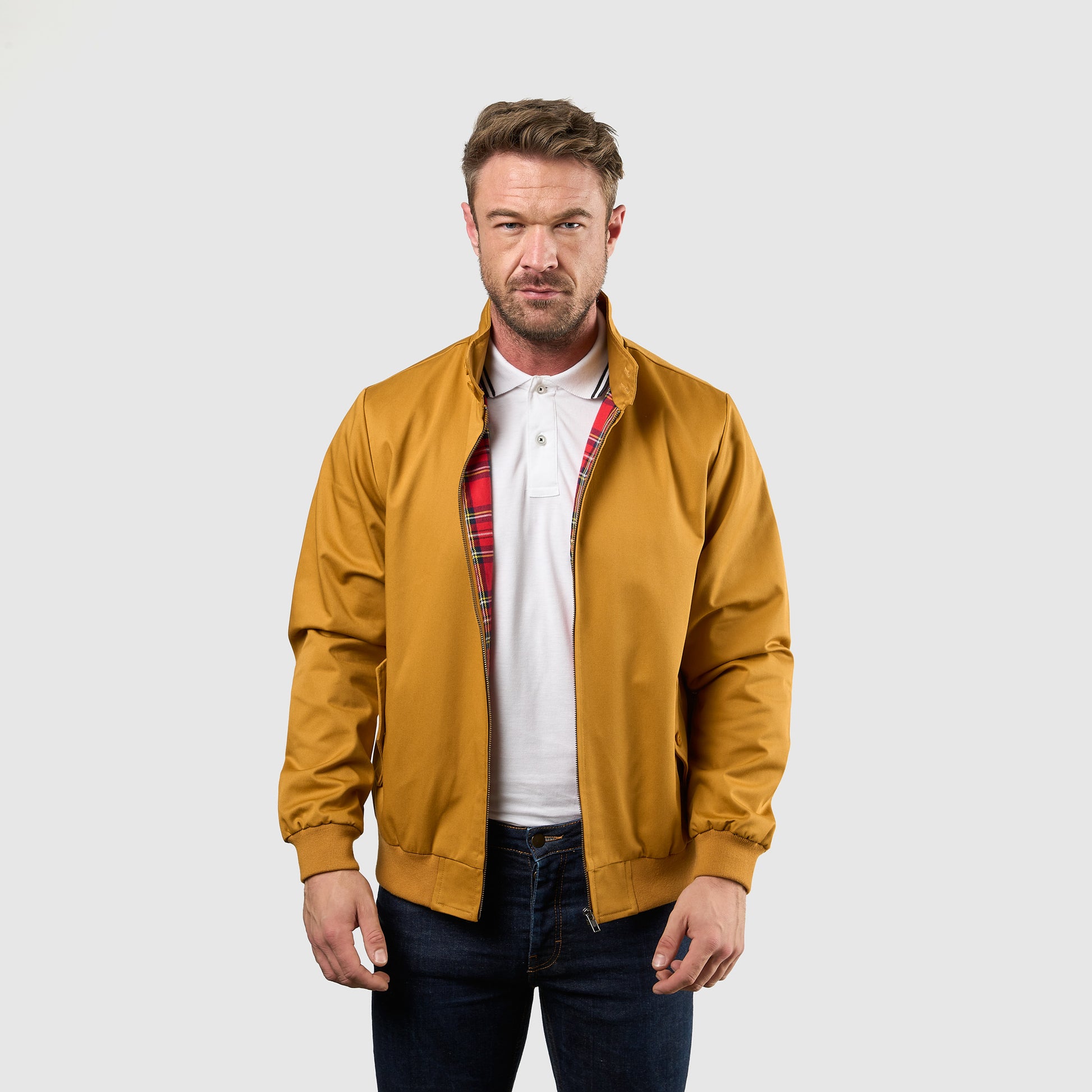 Mens Signature Harrington Jacket - Mustard