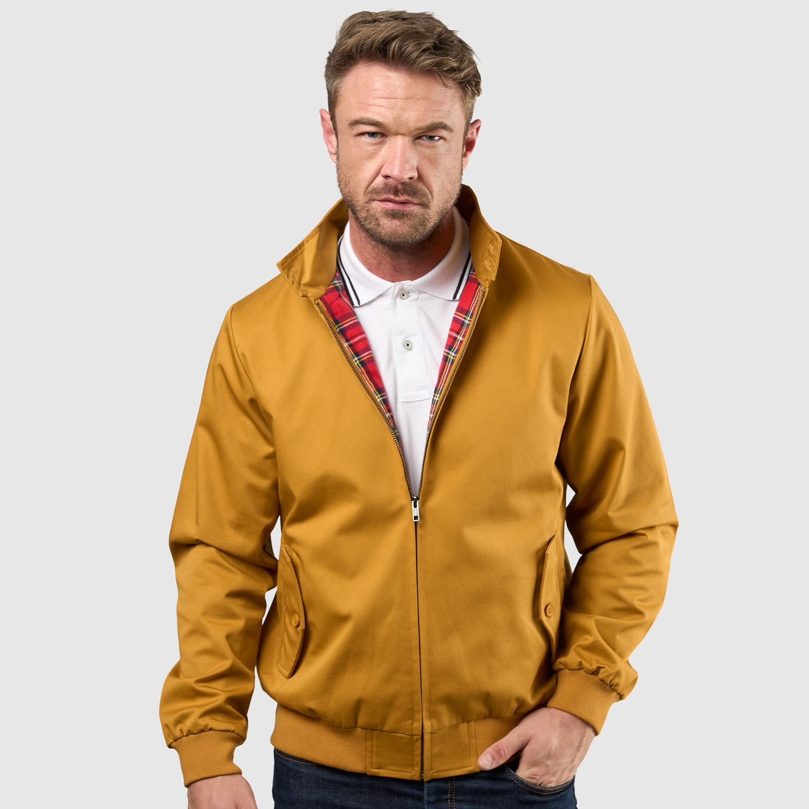 Mens Signature Harrington Jacket - Mustard