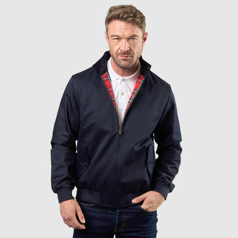 Mens Harrington Jacket with Black Lining - Navy