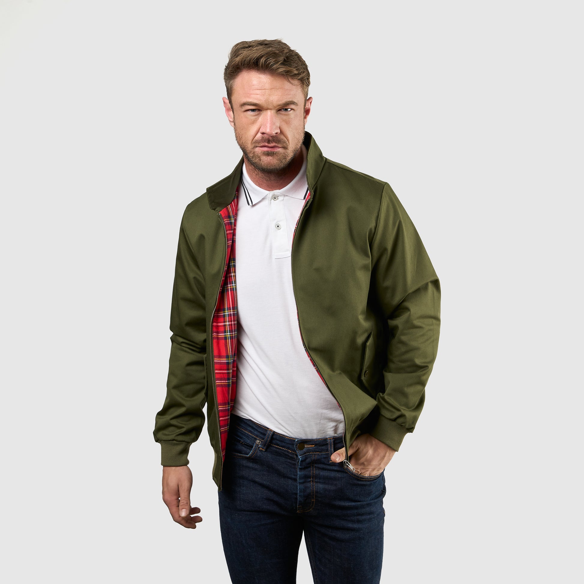 Mens Signature Harrington Jacket - Olive