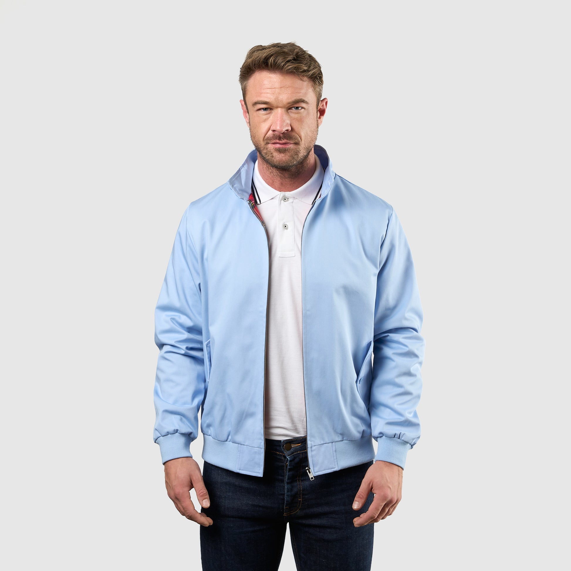 Mens Signature Harrington Jacket - Sky Blue