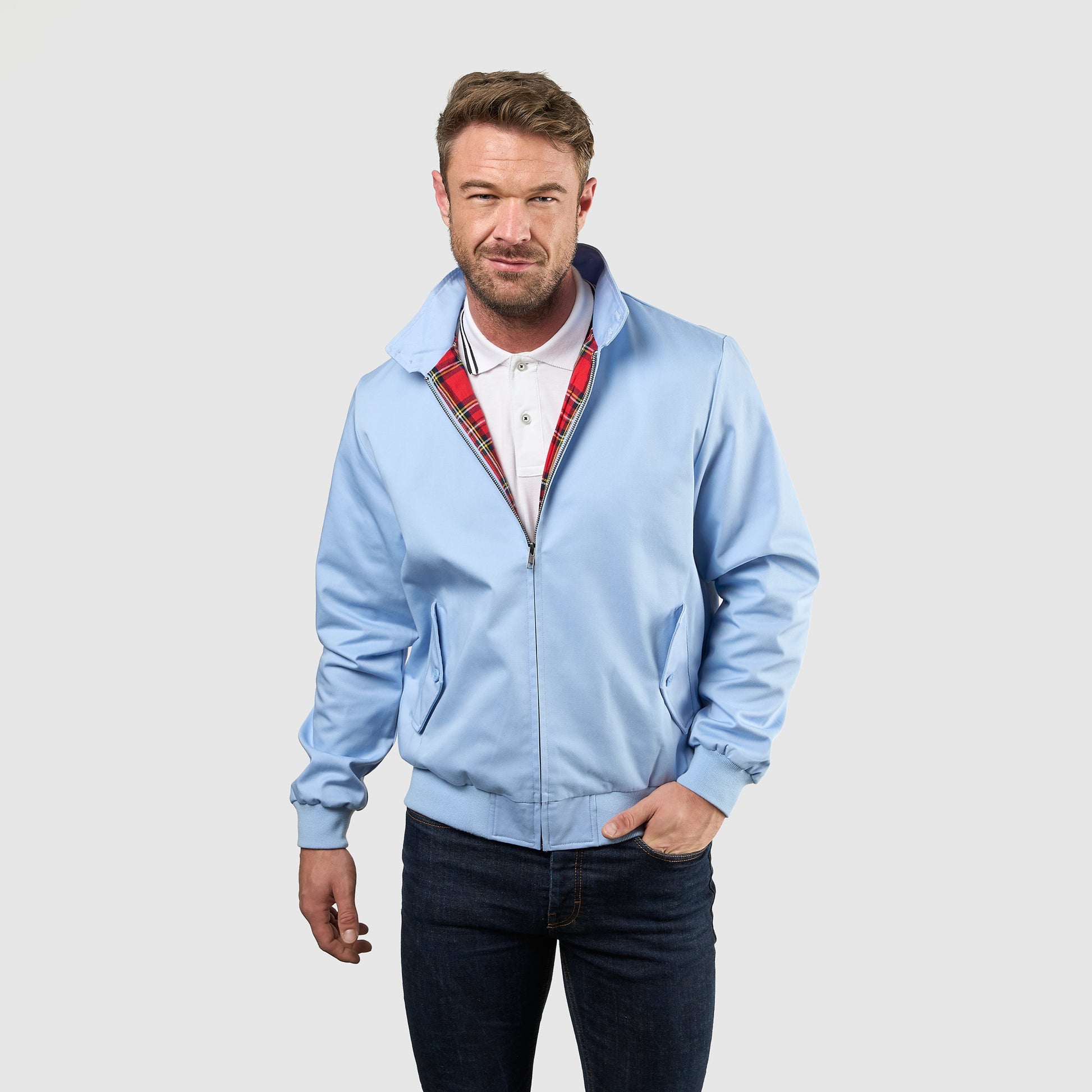 Mens Signature Harrington Jacket - Sky Blue