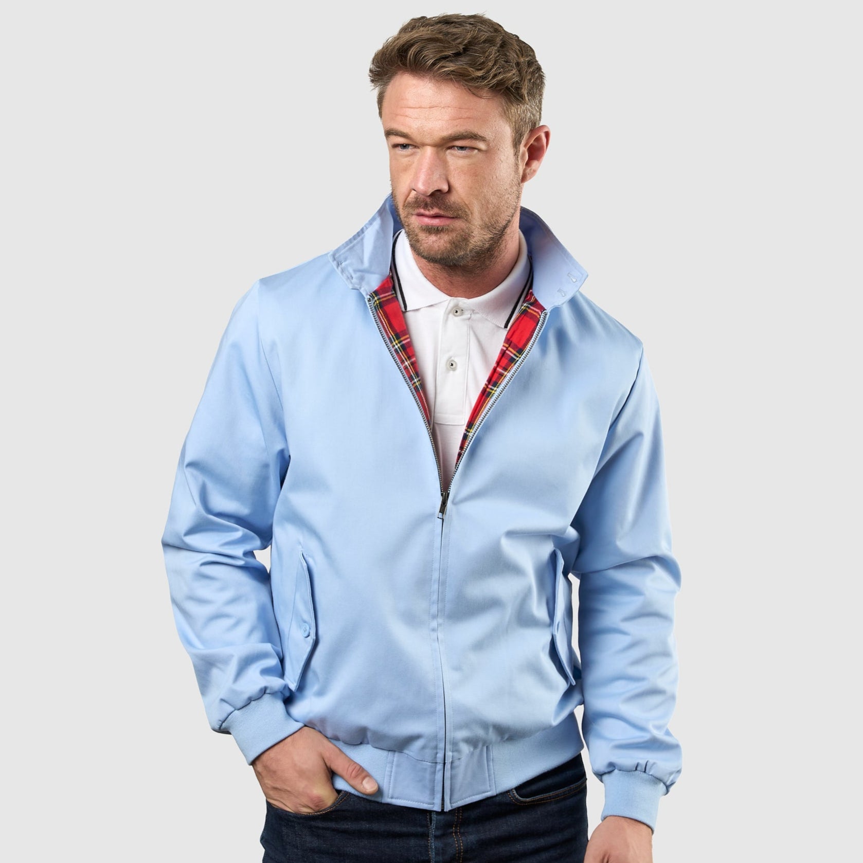 Mens Signature Harrington Jacket - Sky Blue