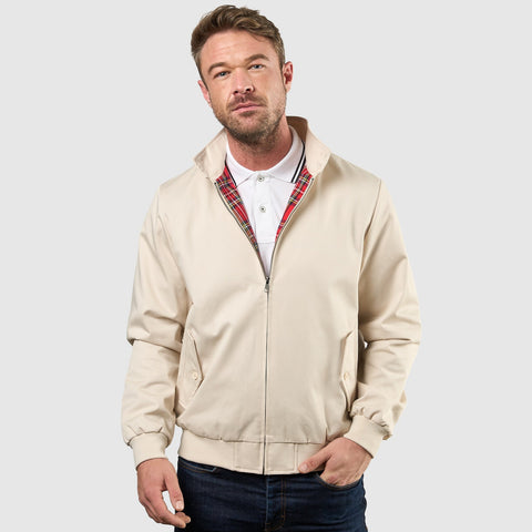 Mens Signature Harrington Jacket - Stone