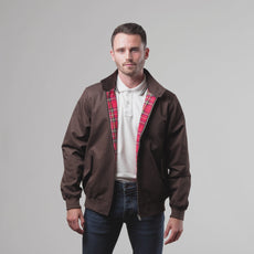 Mens Signature Harrington Jacket - Brown