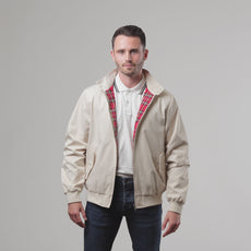 Mens Signature Harrington Jacket - Stone