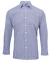 Mens Gingham Microcheck Long Sleeve Shirt - Navy/White