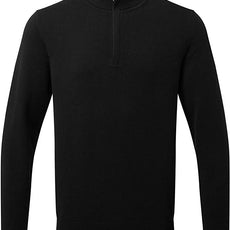 Mens Cotton Blend ¼ Zip Sweater - Black