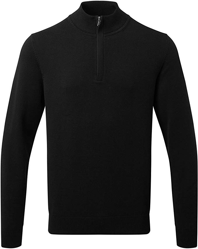 Mens Cotton Blend ¼ Zip Sweater - Black