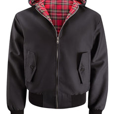 Mens Hooded Harrington Jacket - Black
