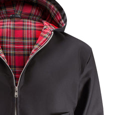 Mens Hooded Harrington Jacket - Black