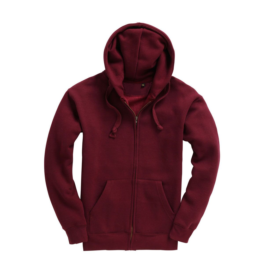 Mens Zip Up Premium Hoodie - Burgundy