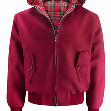 Mens Hooded Harrington Jacket - Burgundy