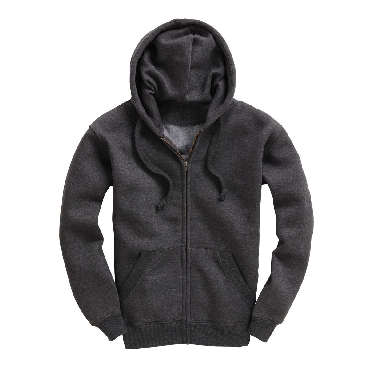 Mens Zip Up Premium Hoodie Charcoal