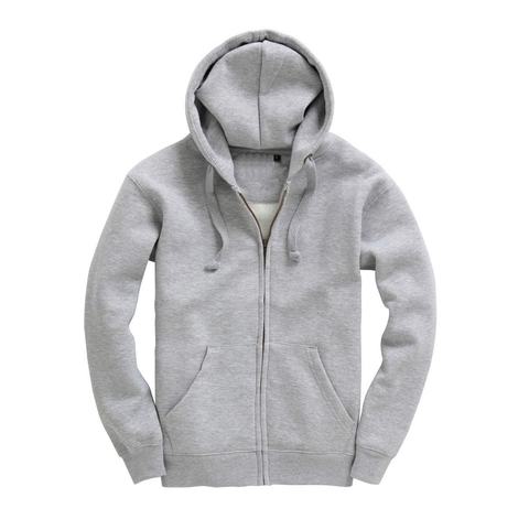 Mens Zip Up Premium Hoodie - Grey