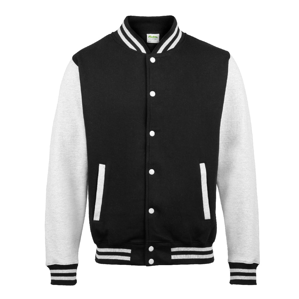 Mens Contrast Varsity Jacket - Black/Grey