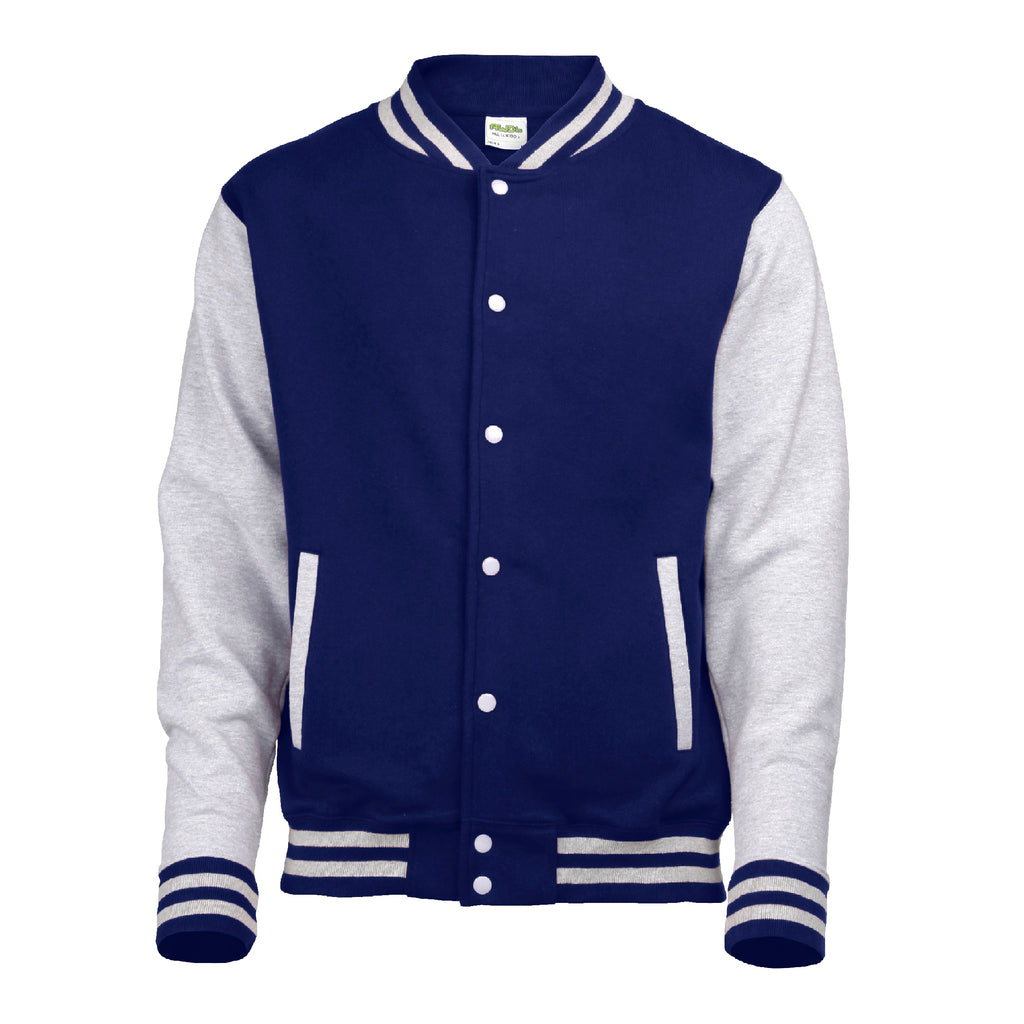 Mens Contrast Varsity Jacket - Navy/Grey