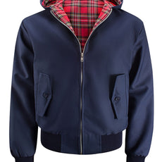 Mens Hooded Harrington Jacket - Navy