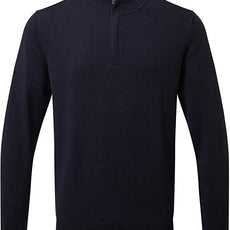 Mens Cotton Blend ¼ Zip Sweater - Navy