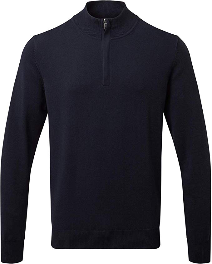 Mens Cotton Blend ¼ Zip Sweater - Navy
