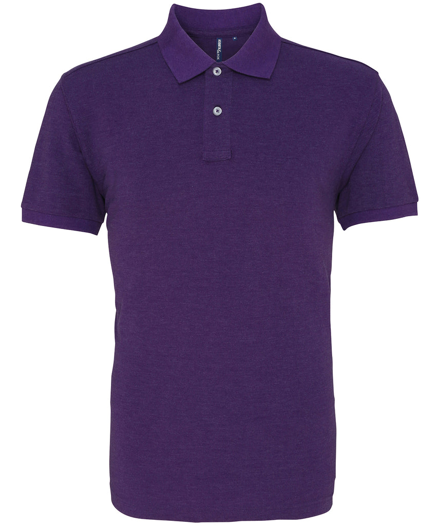 Mens Plain Short Sleeve Polo Shirt - Purple Heather