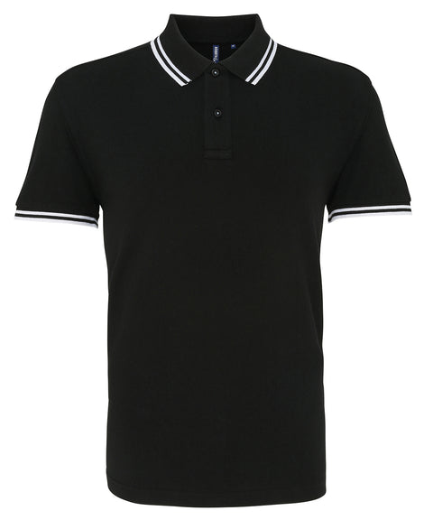 Mens Tipped Short Sleeve Polo Shirt - Black/White
