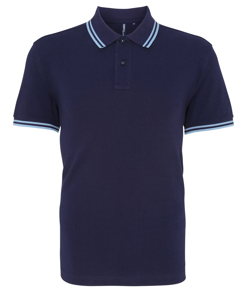 Mens Tipped Short Sleeve Polo Shirt - Navy/Light Blue