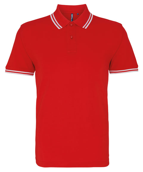 Mens Tipped Short Sleeve Polo Shirt - Red/White