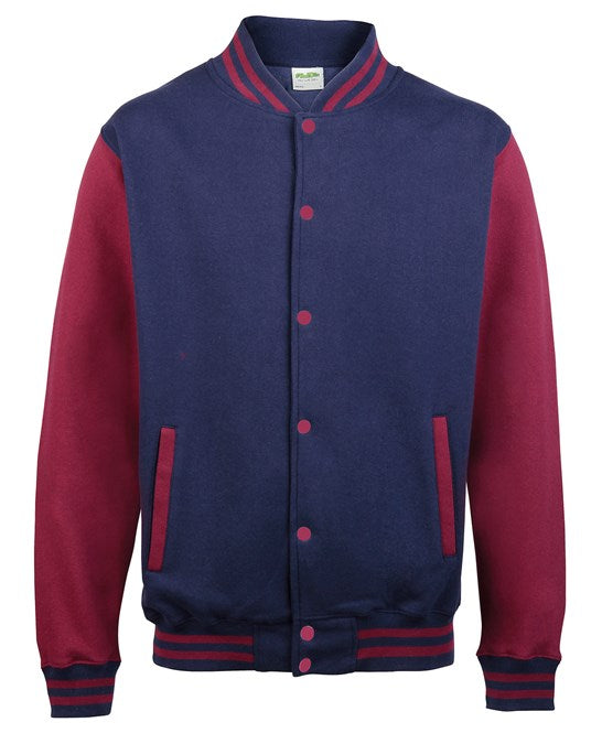 Mens Contrast Varsity Jacket Navy Burgundy Harrington Jacket Store