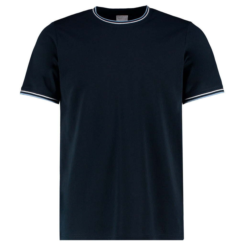 Mens Tipped T-Shirt - Navy/White/Light Blue