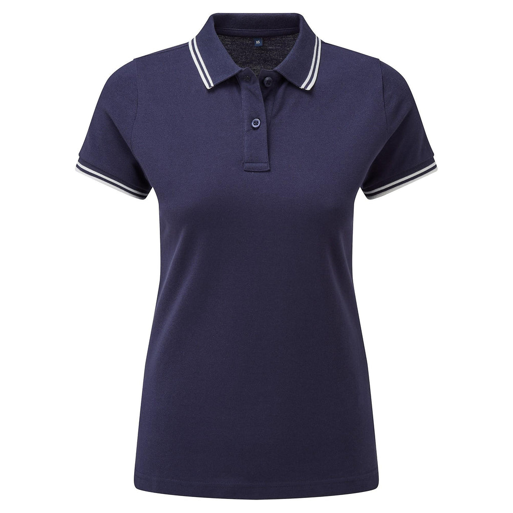 Womens Tipped Polo Shirt - Navy/White