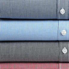 Mens Gingham Microcheck Short Sleeve Shirt - Light Blue/White