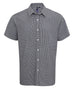 Mens Gingham Microcheck Short Sleeve Shirt - Black/White