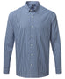 Mens Gingham Check Long Sleeve Shirt - Navy/White